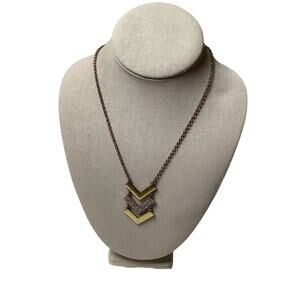 J Crew Gold Tone Layered Rhinestone Pave Geo Chevron Statement Necklace F18-44